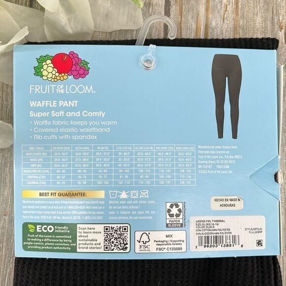 Fruit Of The Loom Women's Waffle Thermal Lounge Pants Size XL - Picture 2 of 7